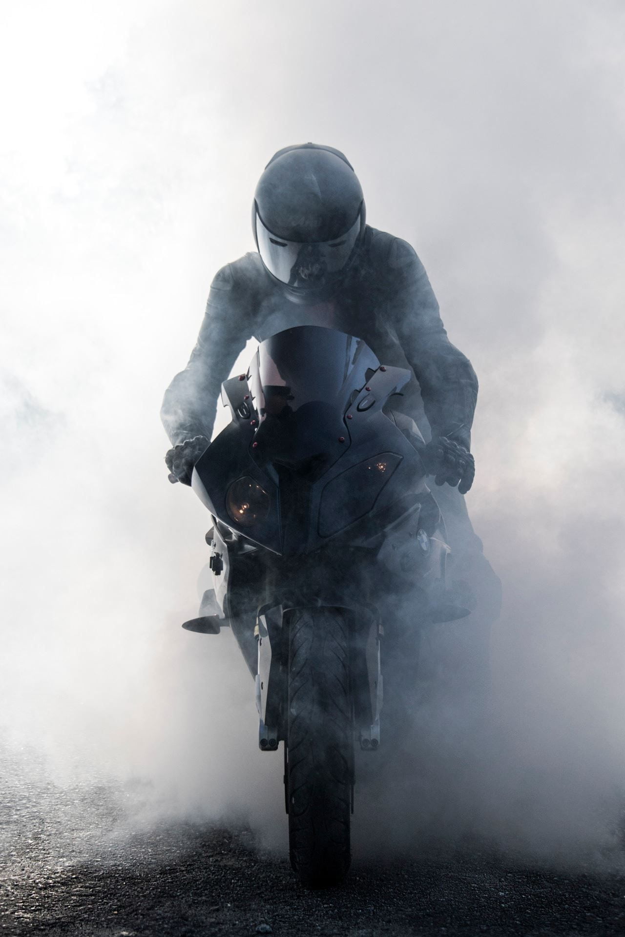 Biker on his motorcycle